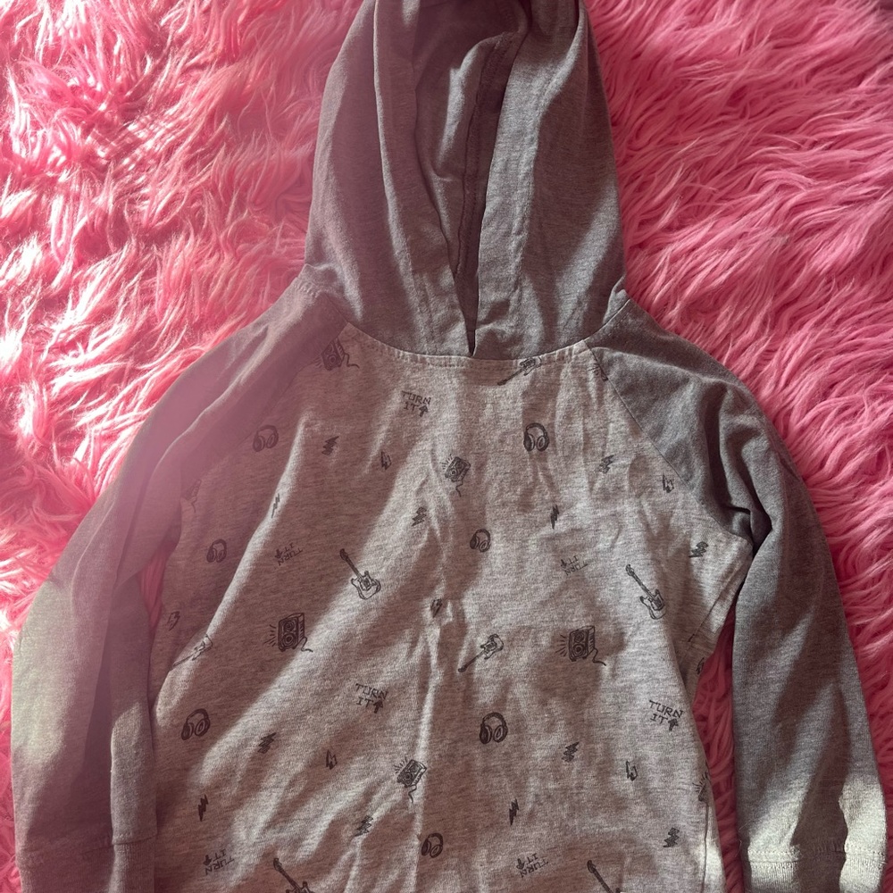 Gray Kids Hoodie with Band Print